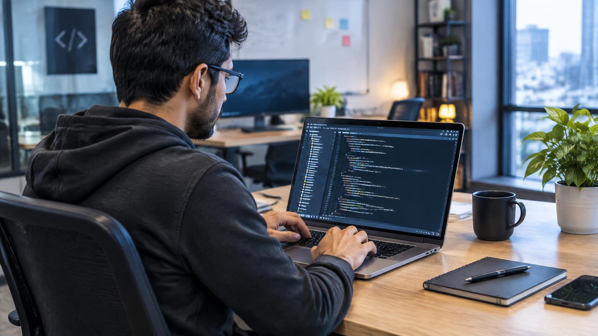 programmer working on laptop
