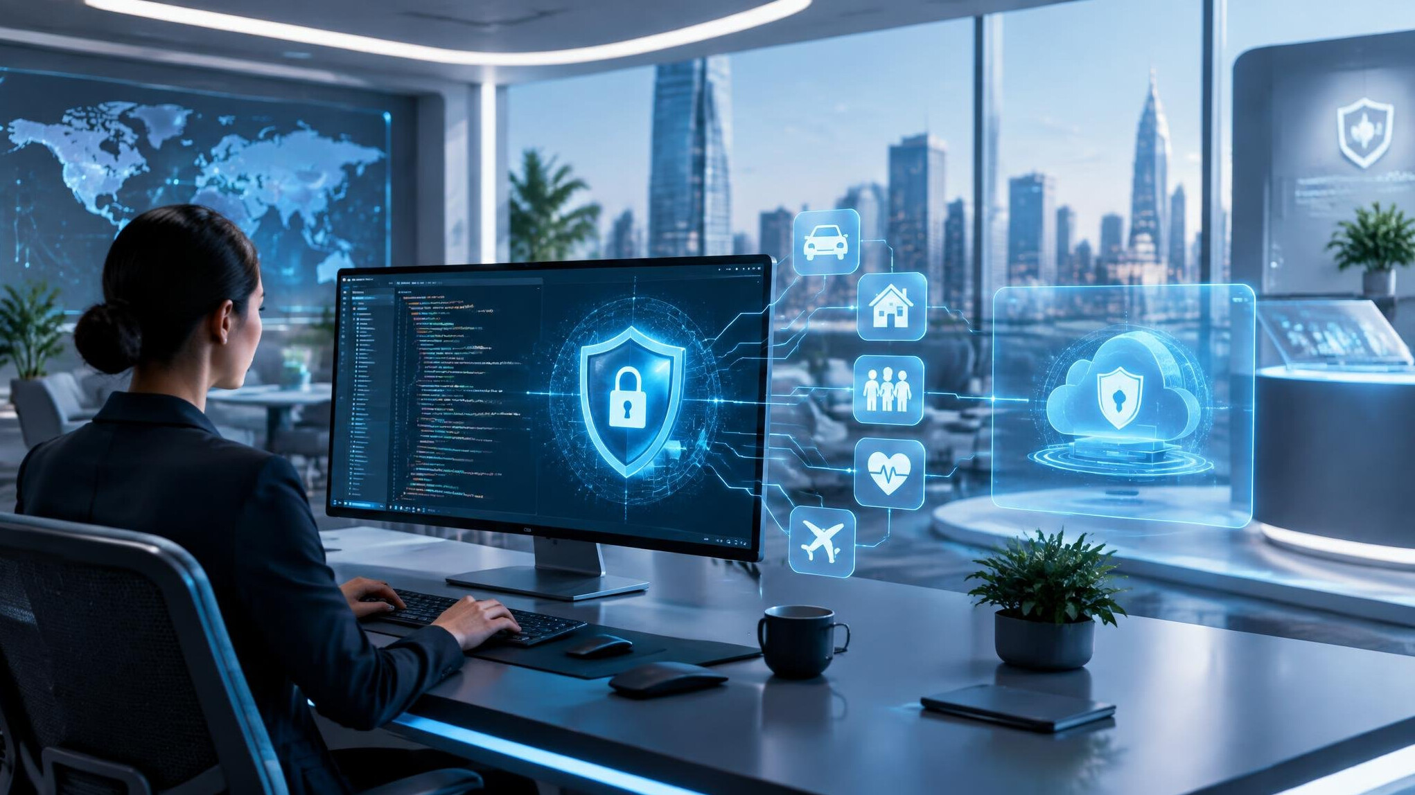 futuristic insurance office