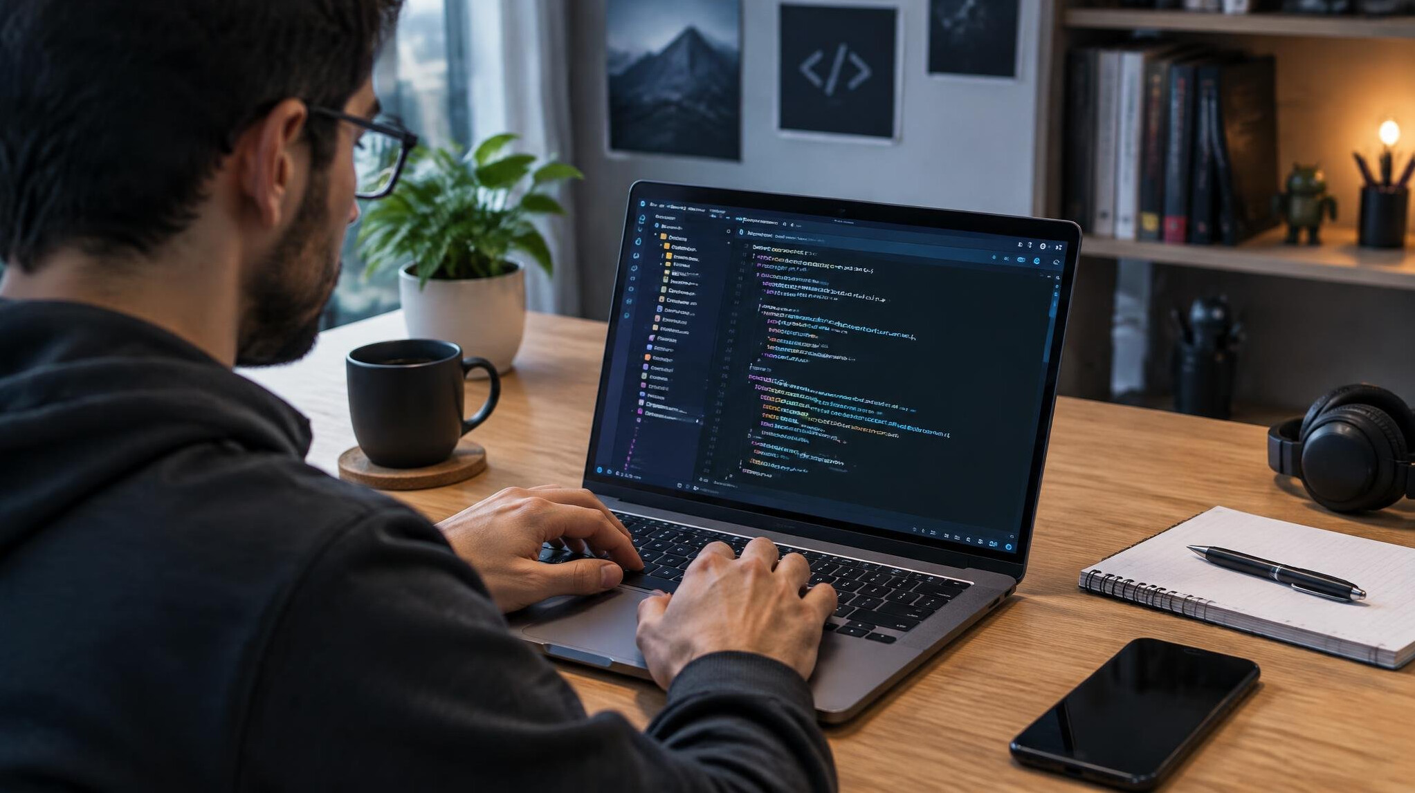 programmer working on code